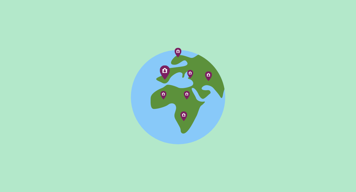 globe with network pin points